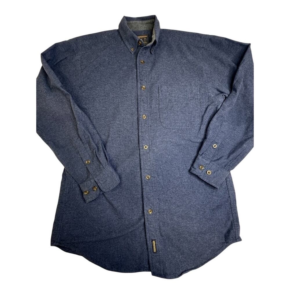 Woolrich John Rich & Bros Blue Heather Cotton Flannel Shirt Men's M Minimalist